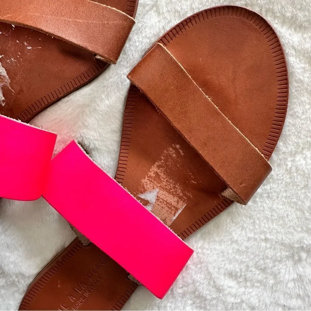 Joie A La Plage Sable Leather Slip On Sandals Pink Size 38.5
